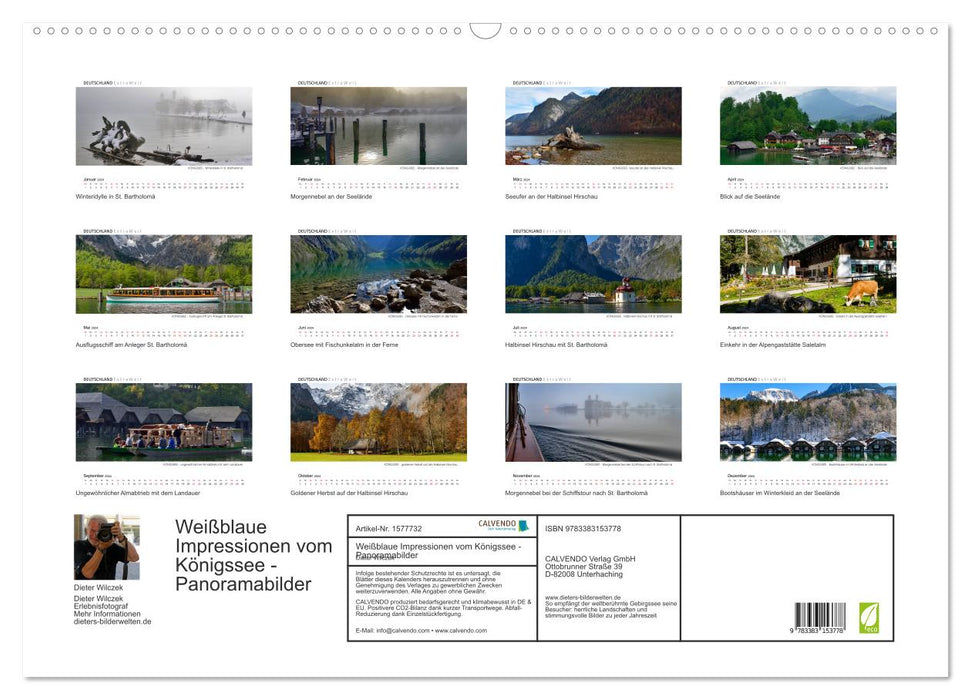 Impressions blanc-bleu des images panoramiques KÖNIGSSEE (calendrier mural CALVENDO 2024) 