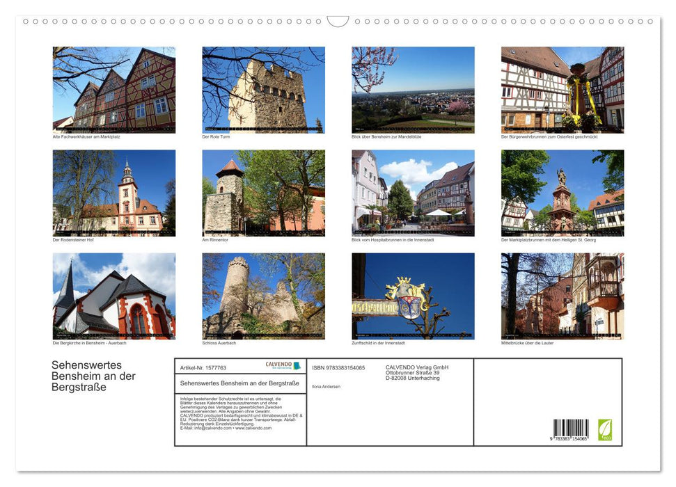 Bensheim an der Bergstrasse worth seeing (CALVENDO wall calendar 2024) 