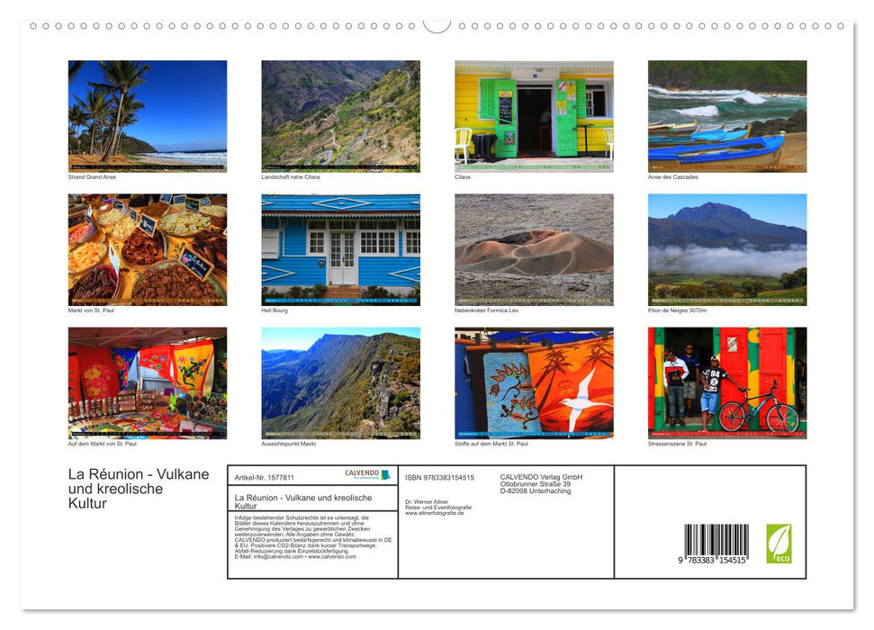 La Réunion - Vulkane und kreolische Kultur (CALVENDO Premium Wandkalender 2024)