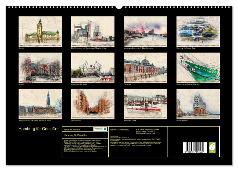 Hamburg für Genießer (CALVENDO Premium Wandkalender 2024)