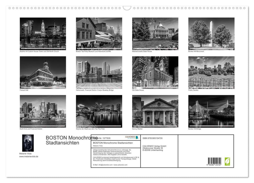 Vues monochromes de la ville de BOSTON (calendrier mural CALVENDO 2024) 