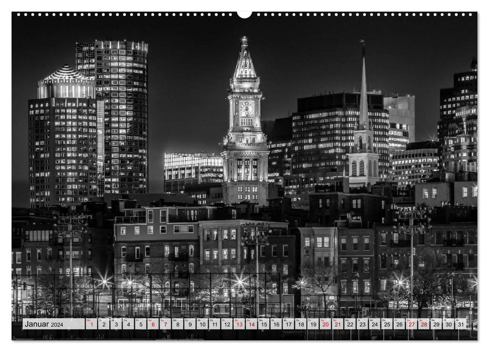 Vues monochromes de la ville de BOSTON (calendrier mural CALVENDO 2024) 