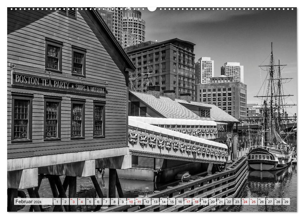 Vues monochromes de la ville de BOSTON (calendrier mural CALVENDO 2024) 