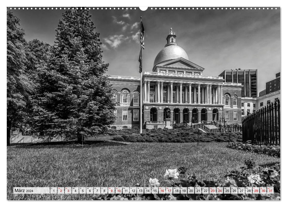 BOSTON Monochrome Stadtansichten (CALVENDO Wandkalender 2024)