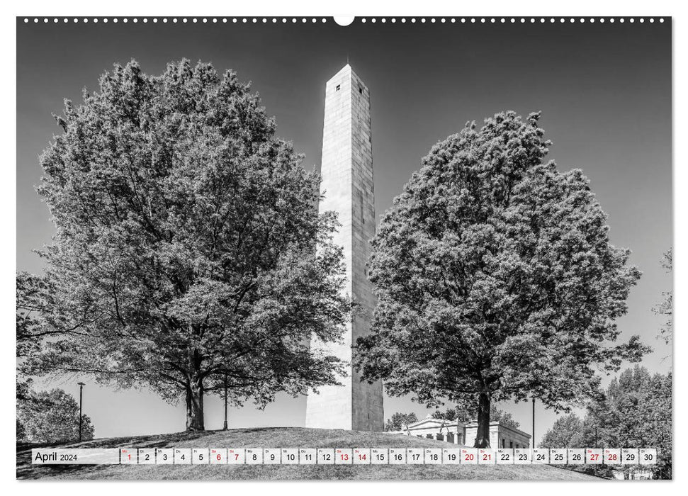 BOSTON Monochrome Stadtansichten (CALVENDO Wandkalender 2024)