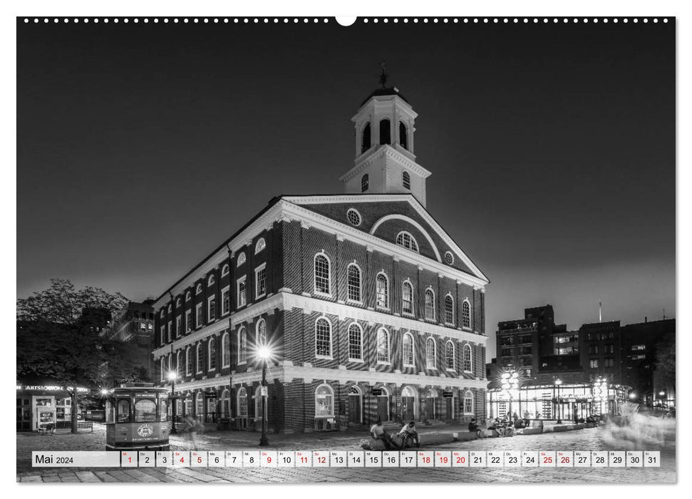 Vues monochromes de la ville de BOSTON (calendrier mural CALVENDO 2024) 