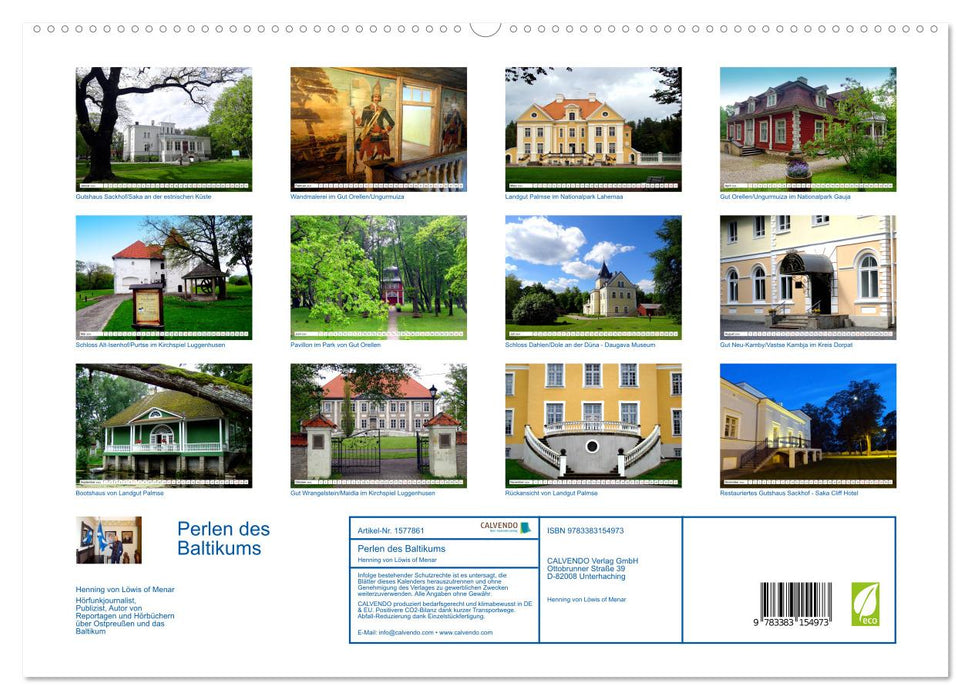 Perlen des Baltikums - Herrenhäuser in Estland und Lettland (CALVENDO Premium Wandkalender 2024)
