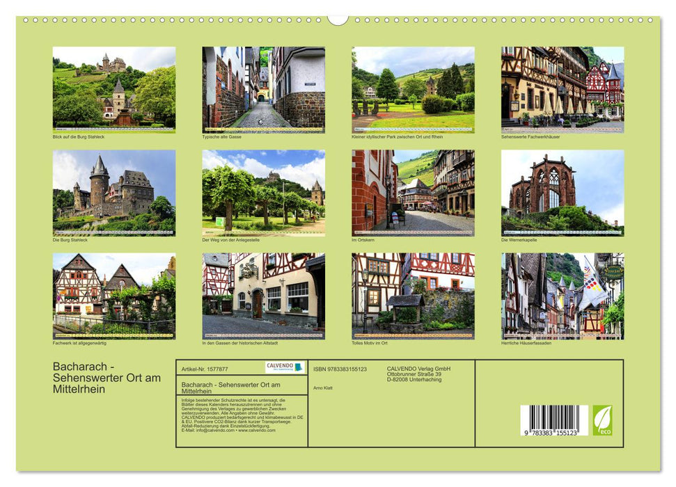 Bacharach - Sehenswerter Ort am Mittelrhein (CALVENDO Premium Wandkalender 2024)
