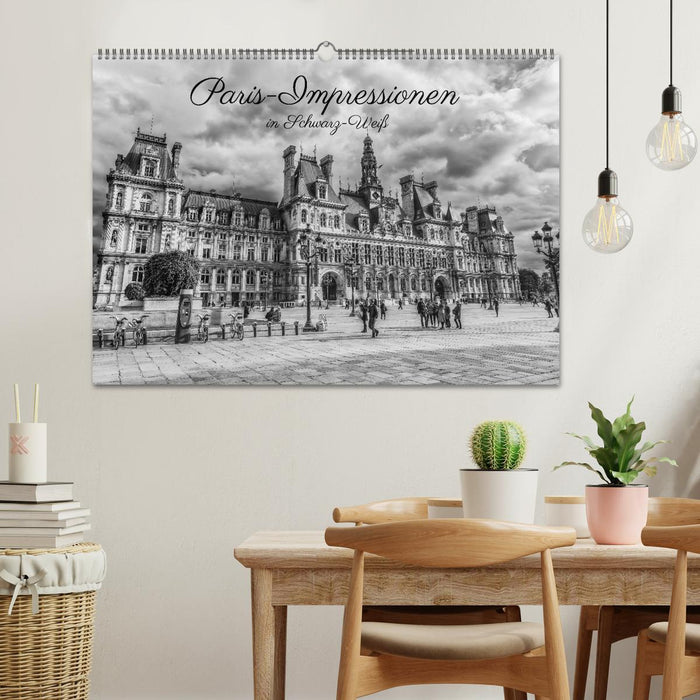 Paris-Impressionen in Schwarz-Weiß (CALVENDO Wandkalender 2024)