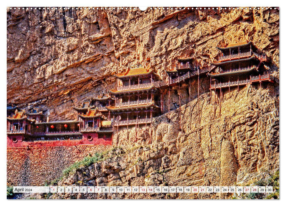 Die Grotten und hängenden Klöster von Yungang (CALVENDO Premium Wandkalender 2024)
