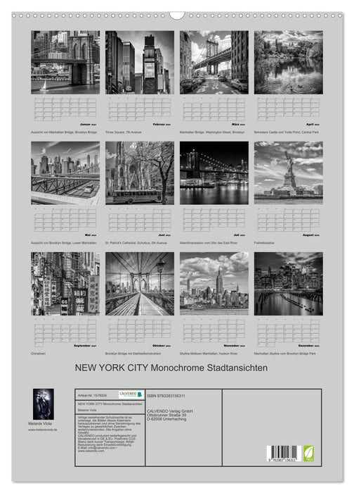 NEW YORK CITY Monochrome Stadtansichten (CALVENDO Wandkalender 2024)