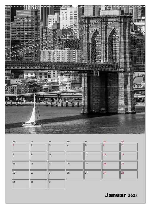 NEW YORK CITY Monochrome Stadtansichten (CALVENDO Wandkalender 2024)