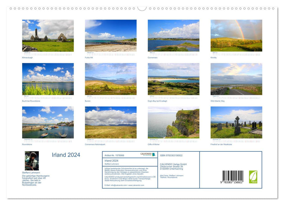 Irland 2024. Impressionen zwischen grünen Hügeln und blauen Küsten (CALVENDO Premium Wandkalender 2024)