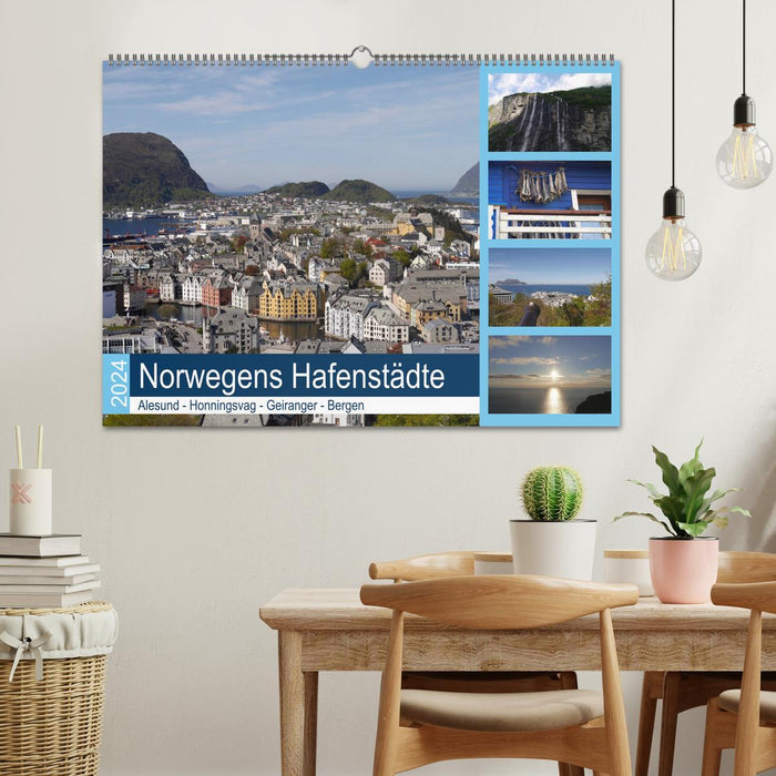 Villes portuaires de Norvège - Alesund - Honningsvag - Geiranger - Bergen (calendrier mural CALVENDO 2024) 