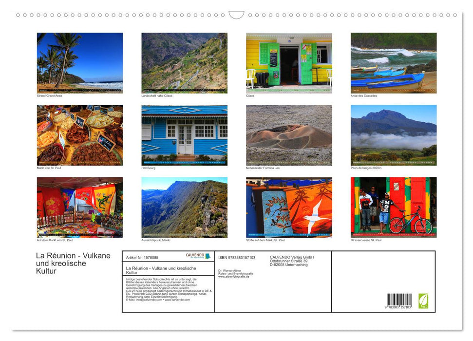 La Réunion - Vulkane und kreolische Kultur (CALVENDO Wandkalender 2024)
