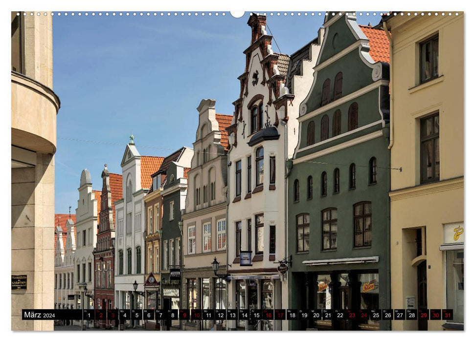 Une promenade dans la ville hanséatique de Wismar (Calendrier mural CALVENDO Premium 2024) 