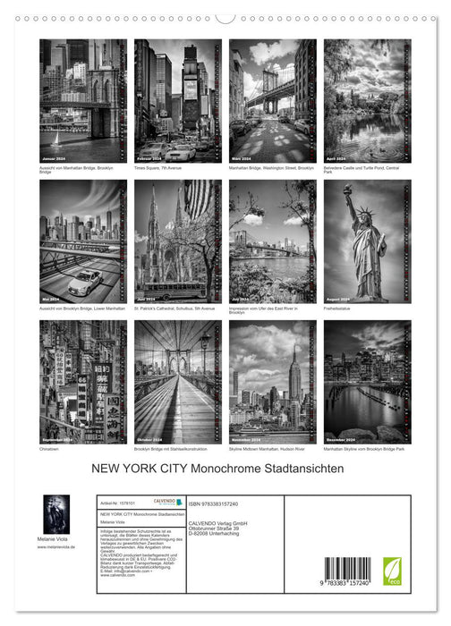 NEW YORK CITY Monochrome Stadtansichten (CALVENDO Premium Wandkalender 2024)