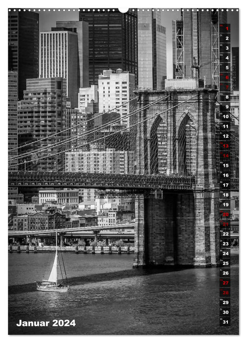 NEW YORK CITY Vues monochromes de la ville (Calvendo Premium Wall Calendar 2024) 