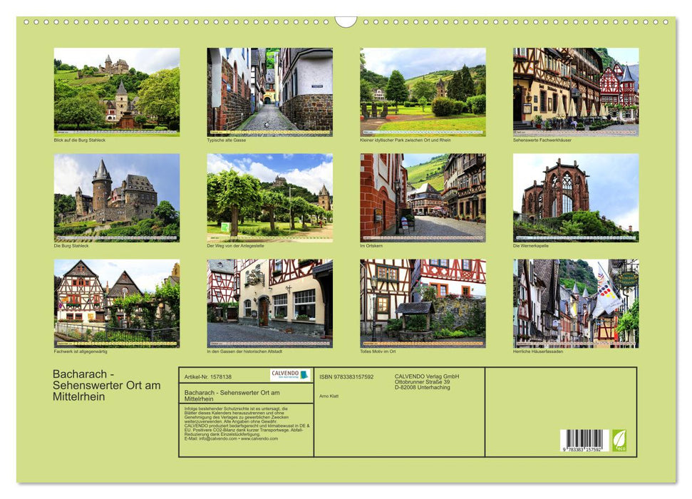 Bacharach - Place worth seeing on the Middle Rhine (CALVENDO wall calendar 2024) 