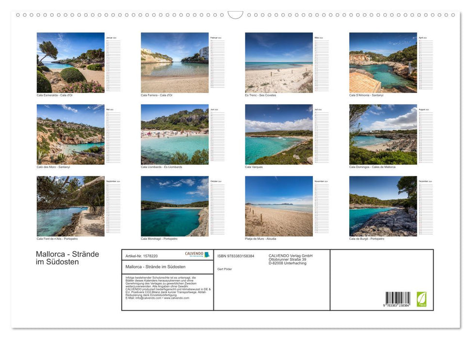 Mallorca - beaches in the southeast (CALVENDO wall calendar 2024) 