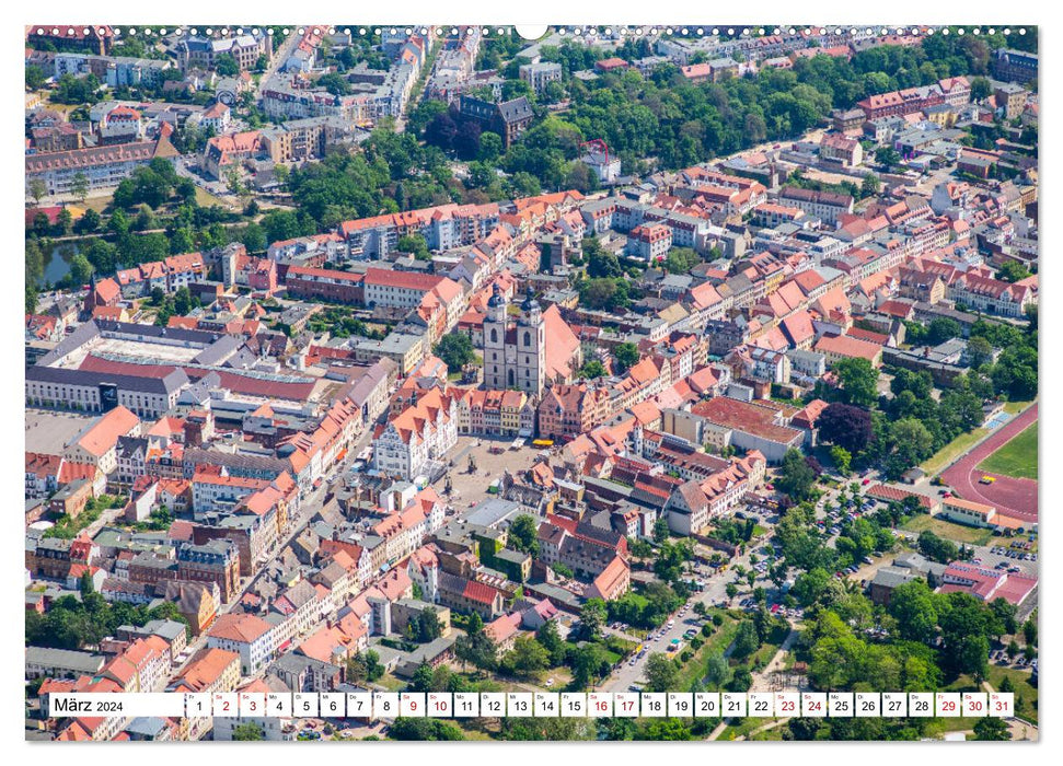 Lutherstadt Wittenberg - Ville de la Réforme vue à vol d'oiseau (calendrier mural CALVENDO 2024) 