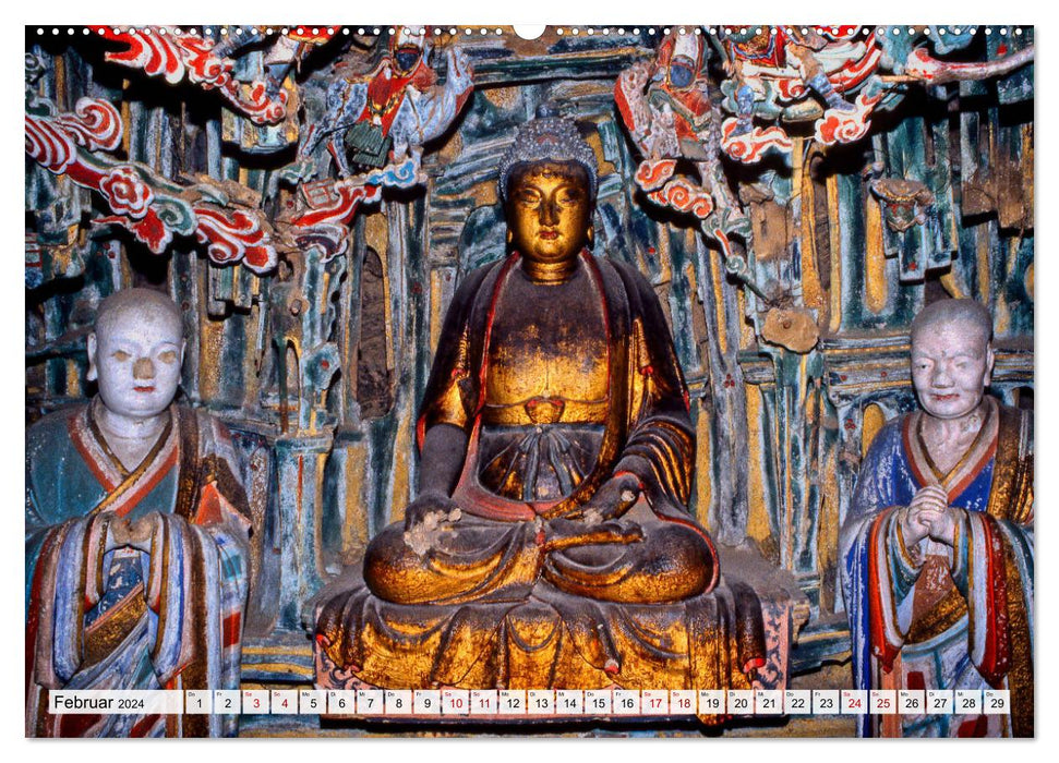The Grottoes and Hanging Monasteries of Yungang (CALVENDO Wall Calendar 2024) 