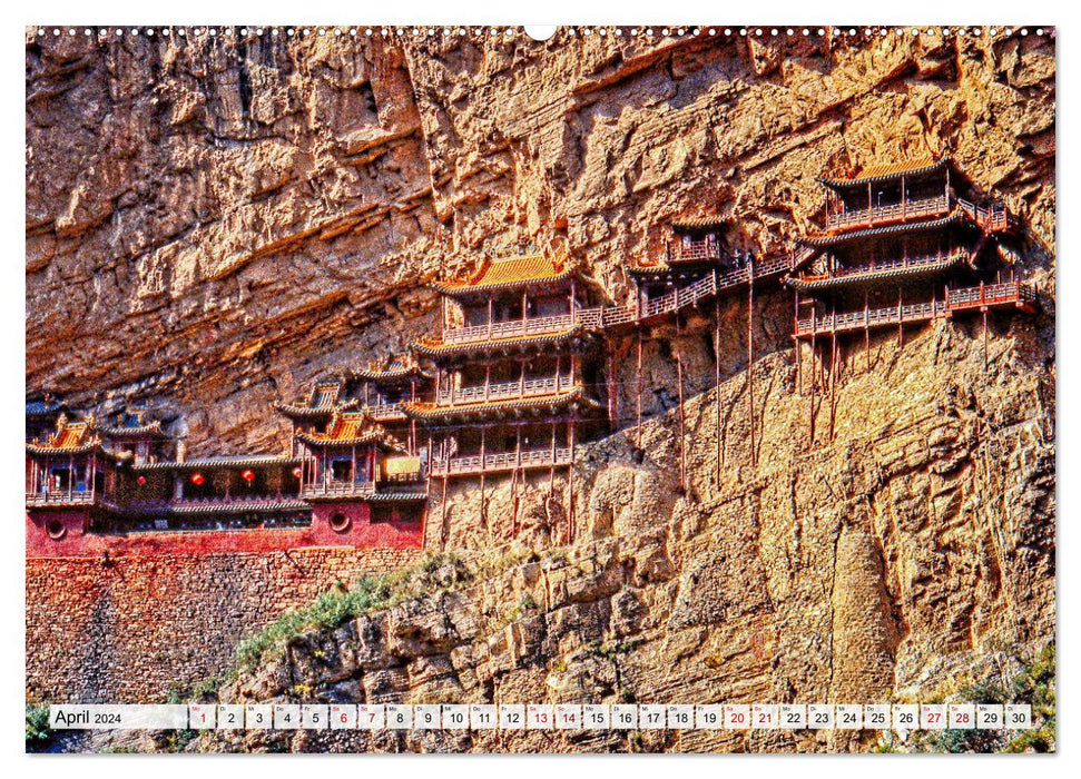 The Grottoes and Hanging Monasteries of Yungang (CALVENDO Wall Calendar 2024) 