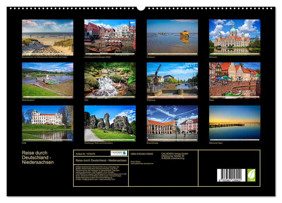 Voyage à travers l'Allemagne - Basse-Saxe (Calvendo Premium Wall Calendar 2024) 