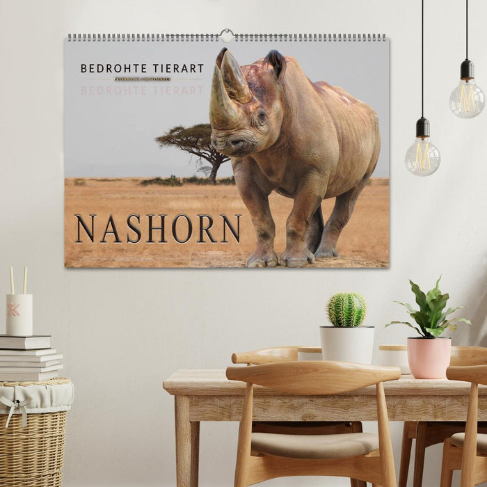 Bedrohte Tierart - Nashorn (CALVENDO Wandkalender 2024)