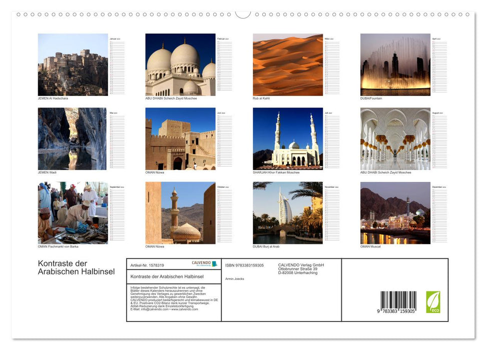 Kontraste der Arabischen Halbinsel (CALVENDO Premium Wandkalender 2024)