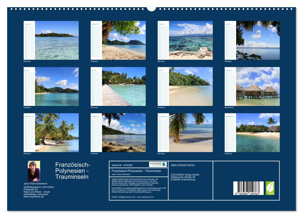 Polynésie française - îles de rêve dans le Pacifique Sud (Calendrier mural CALVENDO Premium 2024) 