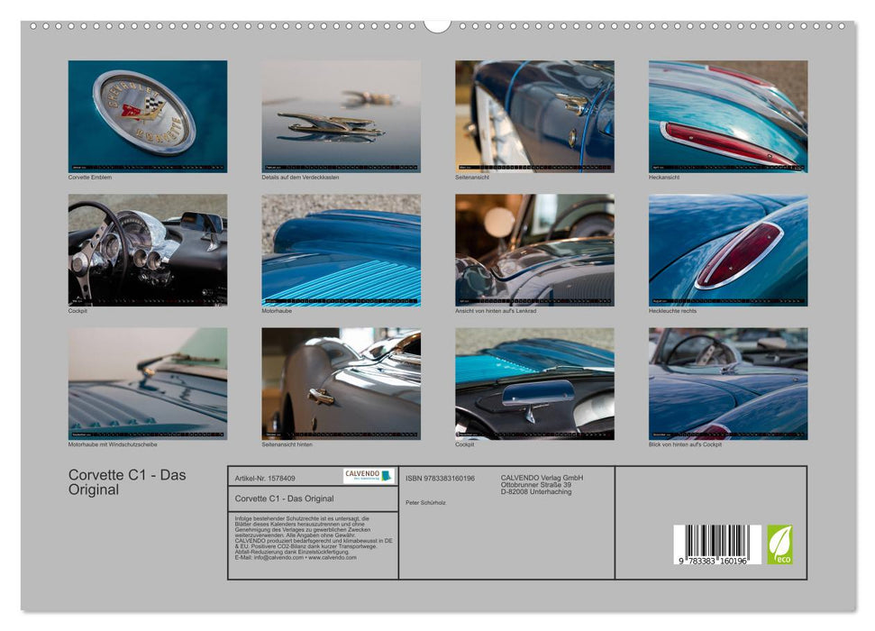 Corvette C1 – L'original (Calvendo Premium Calendrier mural 2024) 