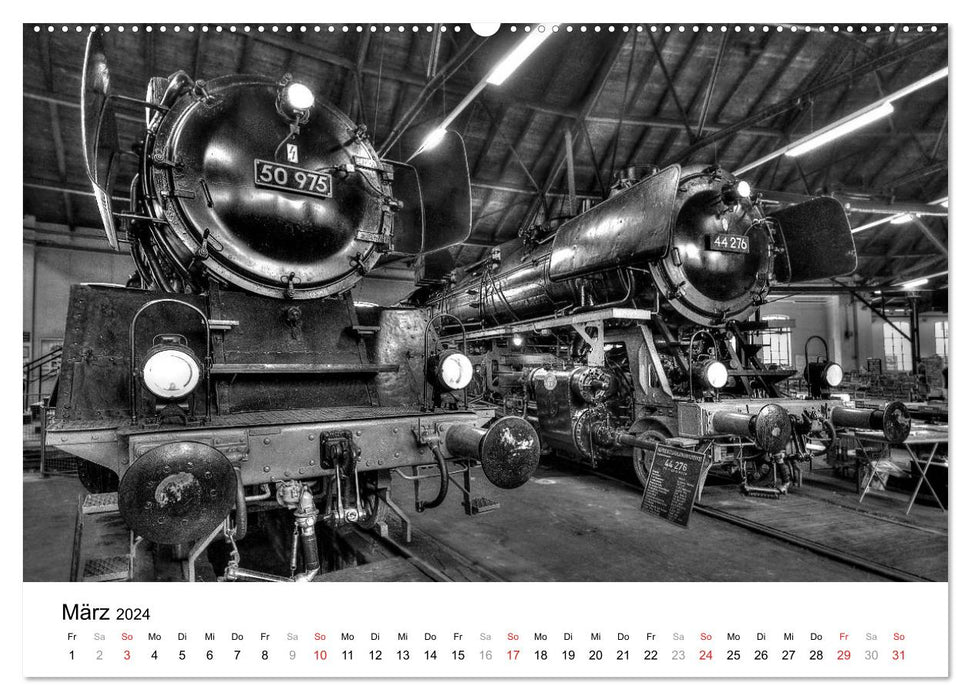 Sous la vapeur - romance ferroviaire en noir et blanc (Calvendo mural Premium CALVENDO 2024) 