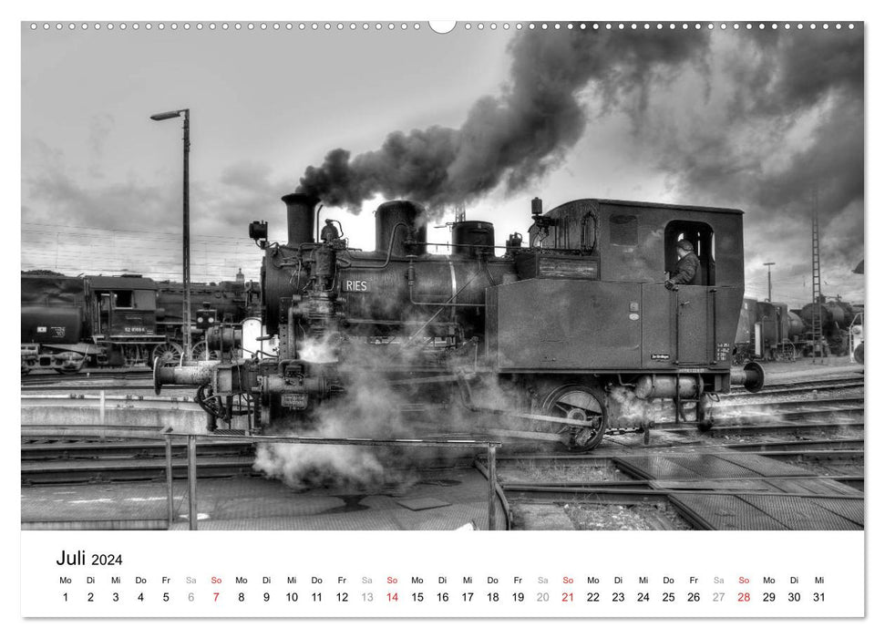 Sous la vapeur - romance ferroviaire en noir et blanc (Calvendo mural Premium CALVENDO 2024) 