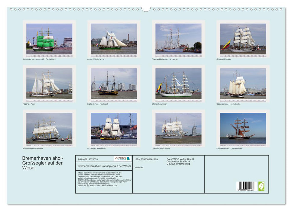 Bremerhaven ahoy - tall ship on the Weser (CALVENDO wall calendar 2024) 