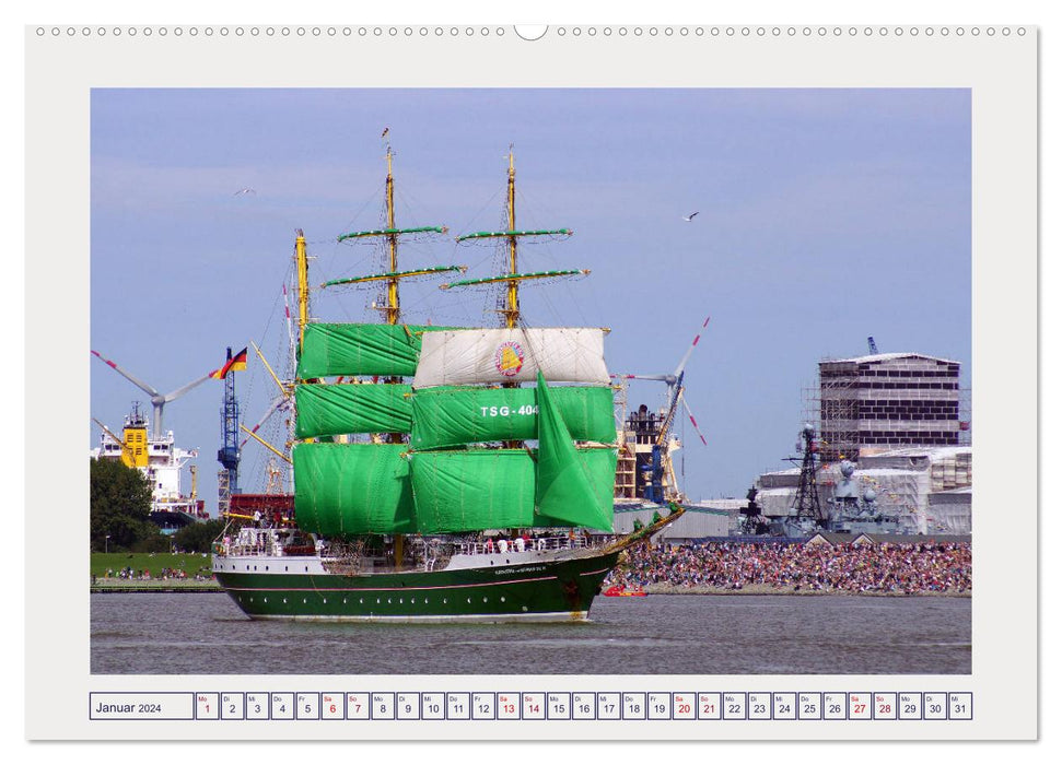Bremerhaven ahoy - grand voilier sur la Weser (calendrier mural CALVENDO 2024) 