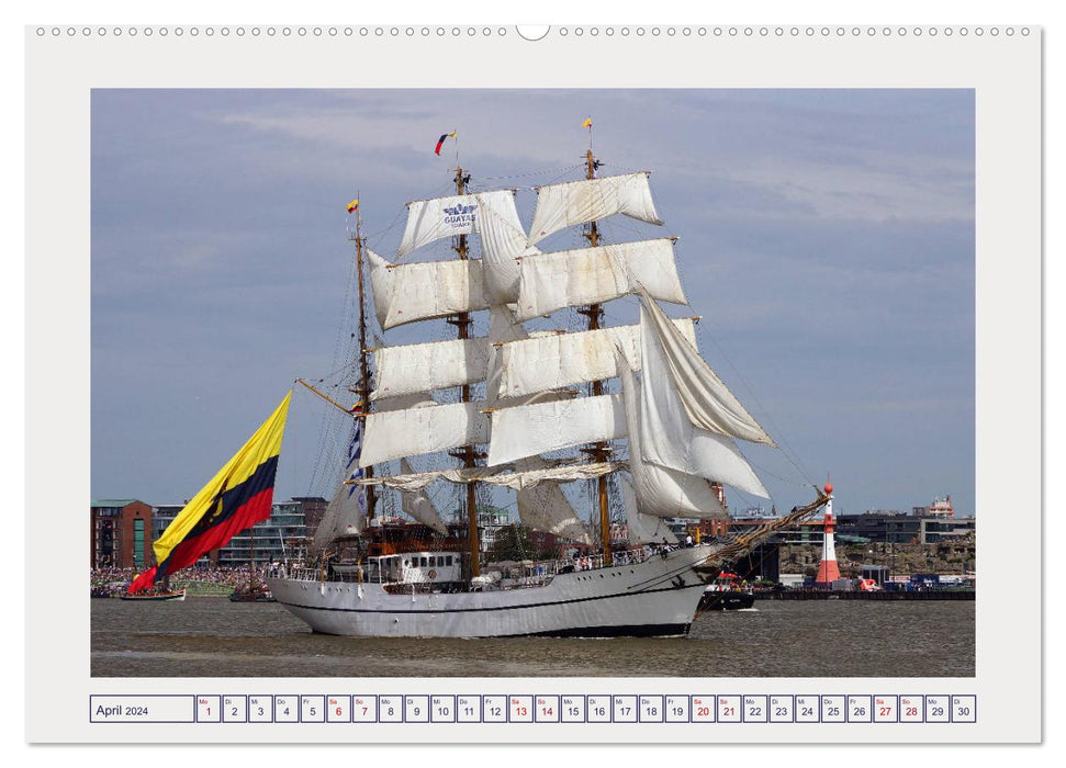 Bremerhaven ahoy - grand voilier sur la Weser (calendrier mural CALVENDO 2024) 