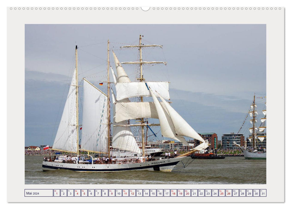 Bremerhaven ahoy - grand voilier sur la Weser (calendrier mural CALVENDO 2024) 