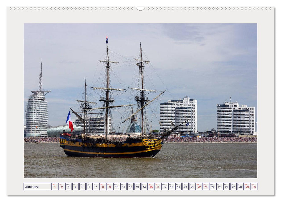 Bremerhaven ahoy - grand voilier sur la Weser (calendrier mural CALVENDO 2024) 