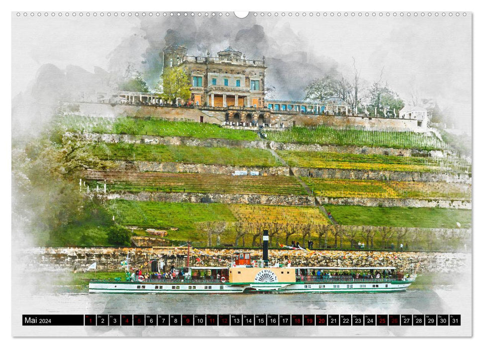 Saxon steamer watercolors (CALVENDO wall calendar 2024) 