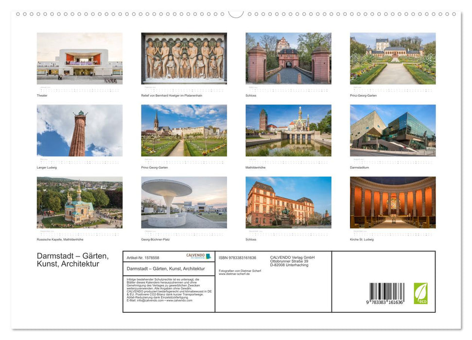 Darmstadt – Gardens, Art, Architecture (CALVENDO Premium Wall Calendar 2024) 