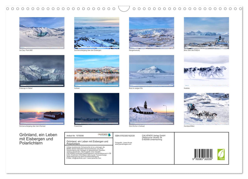 Greenland, a life with icebergs and northern lights (CALVENDO wall calendar 2024) 