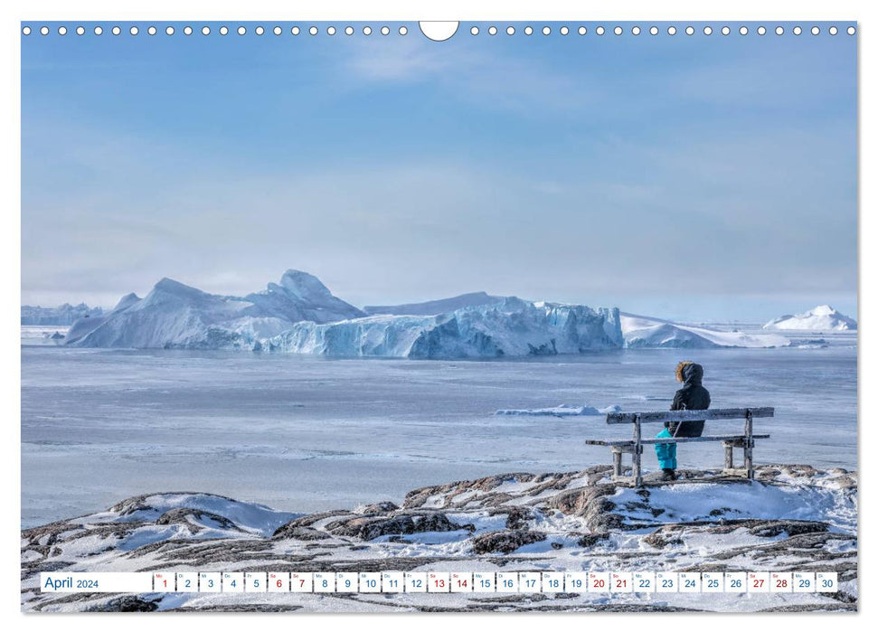 Grönland, ein Leben mit Eisbergen und Polarlichtern (CALVENDO Wandkalender 2024)