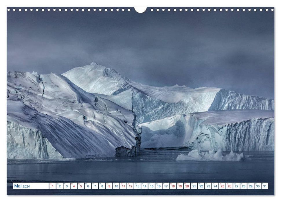 Grönland, ein Leben mit Eisbergen und Polarlichtern (CALVENDO Wandkalender 2024)