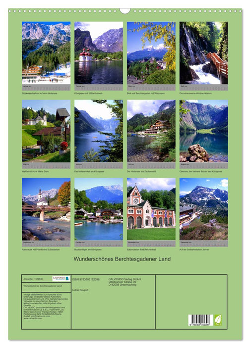 Magnifique pays de Berchtesgadener (calendrier mural CALVENDO 2024) 