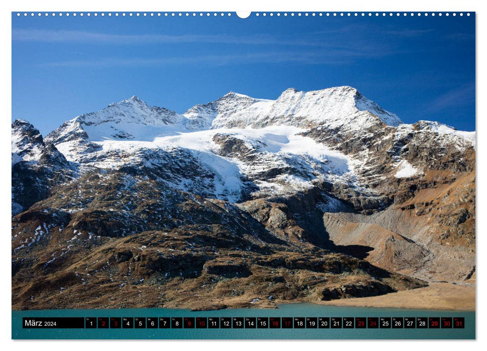 Piz Bernina - Highlights from the Upper Engadine (CALVENDO Premium Wall Calendar 2024) 