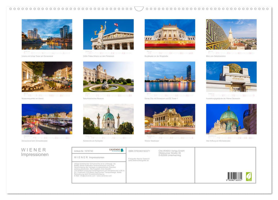 Impressions VIENNE (Calendrier mural CALVENDO 2024) 