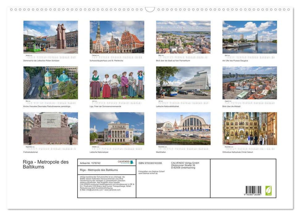 Riga - Metropole des Baltikums (CALVENDO Wandkalender 2024)