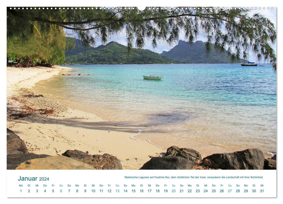 Île de Huahine dans les mers du Sud - paradis au bout du monde (calendrier mural CALVENDO 2024) 