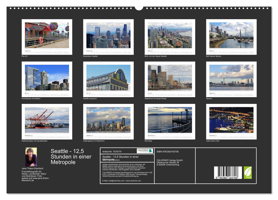 Seattle - 12,5 heures dans une métropole (Calvendo Premium Wall Calendar 2024) 